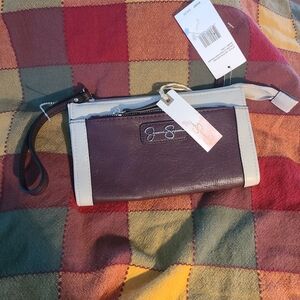 Jessica Simpson Faux Leather Wristlet Clutch NWT, Multi- Compartments, Zip